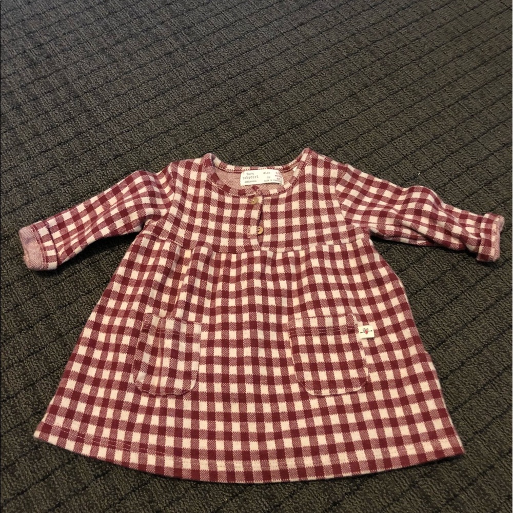 Zara Baby Dress - Size 3/6 Months. Plaid Red